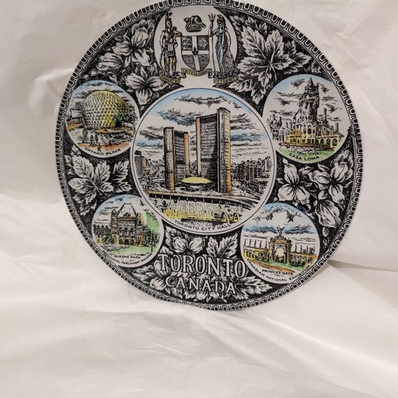 Toronto Canada Souvenir Plate Antique Porcelain Wood & Son UK Wall Decor Art